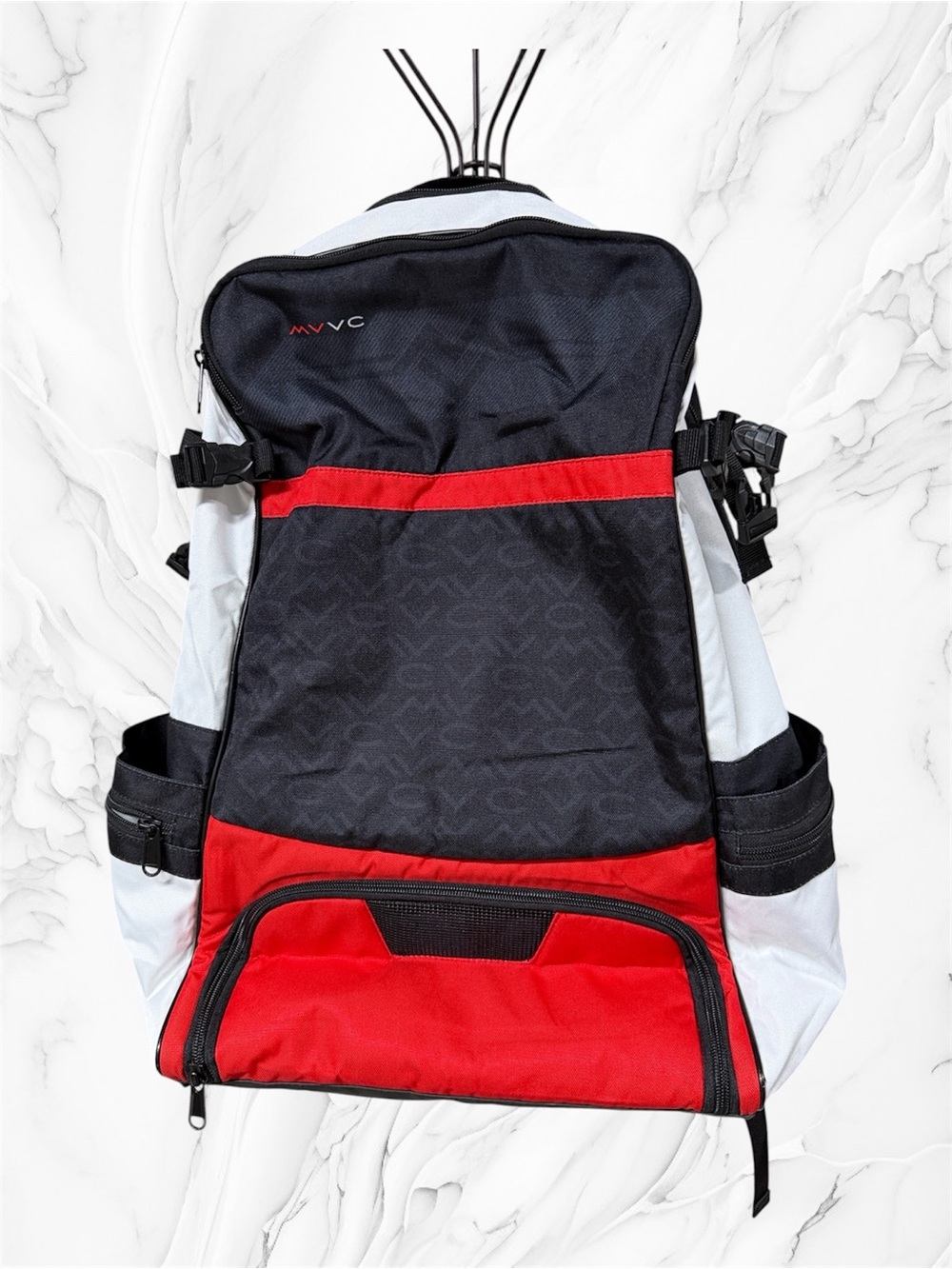 MVVC Men's Black red white color block large backpack